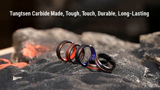 King Will Basic herenring van wolfraamcarbide in zilver/zwart