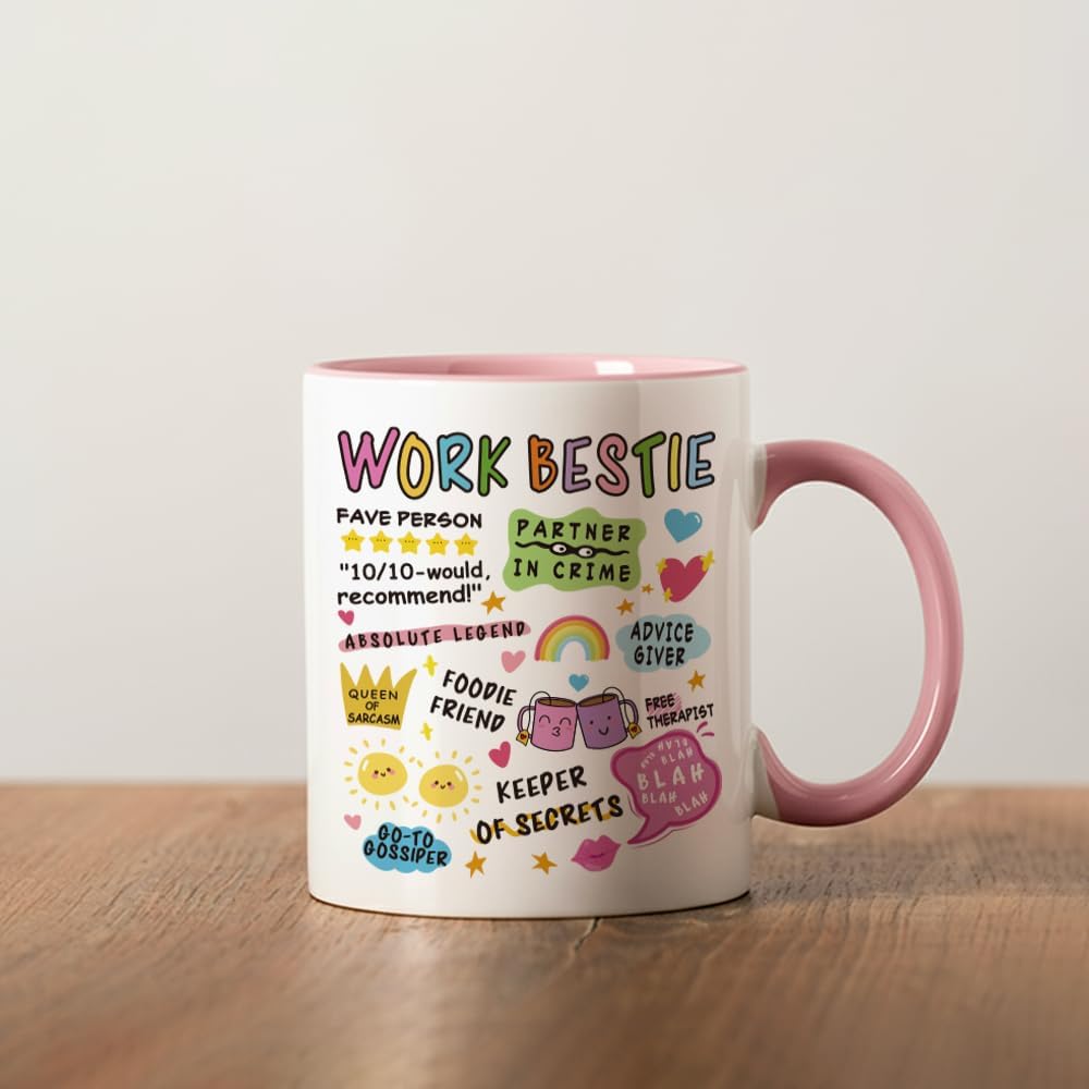 Work Bestie Gifts for Women, Friendship Gift, Funny Birthday Gifts for Best Friends Coworkers, New Job, Going Away Gift, Fave Person Office Mugs 11oz - Image 4