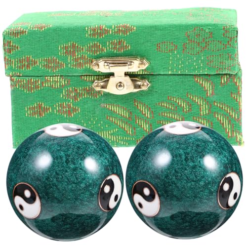 FRCOLOR 2pcs Health Massage Handball Magnetic Hand Massage Ball Metal Massage Massage Metal Balls Hand Rolling Stress Balls Health Ball Enamel Elderly