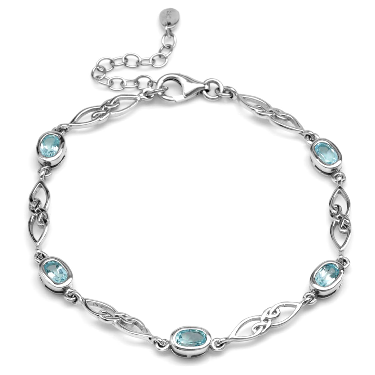 Silvershake Birthstone Gemstones White Gold Plated or Yellow Gold Plated 925 Sterling Silver Scroll/Filigree Celtic Knot Weave 7.25 to 8.75 Inch with Adjustable Extension Bracelet Jewelry for Women