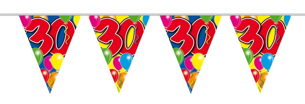 Folat 04545 30th Birthday Garland Balloons-10 m, Multi-Colored, Costumes