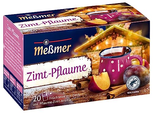 Meßmer Zimt Pflaume | Früchtetee mit Pflaumenaroma| 20 Teebeutel | Vegan | Glutenfrei | Laktosefrei