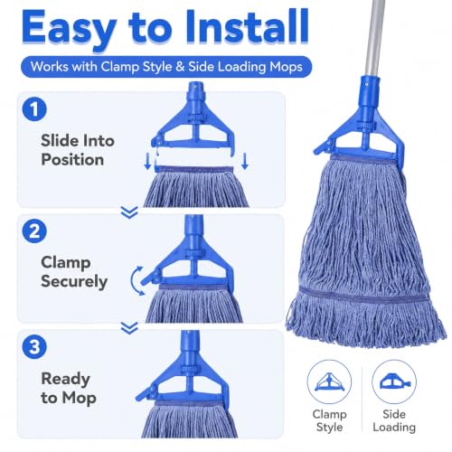 Image of 12 Pack Commercial Cotton Mop Head Replacement, Industrial Wet Mop Replacement Heads, Heavy Duty Loop-End Cotton String Mop Refill, Super Absorbent Floor Mop Head for Home, Garage & Commercial