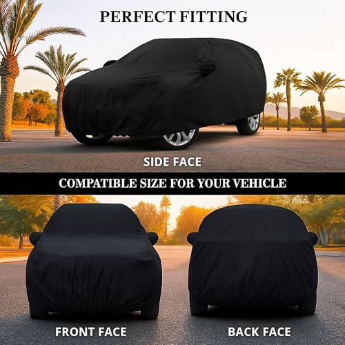 Image of Sulfar 100% Water Resistant Car Body Cover Compatible with Mirror & Antenna Pockets for Mitsubishi Outlander (Triple Stitched, Full Bottom Elastic, Black)