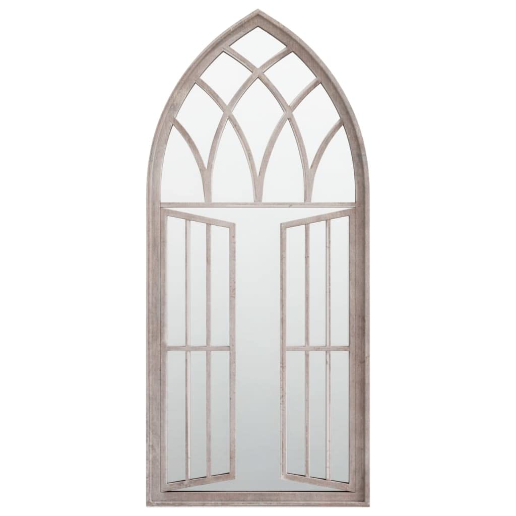 Miroir De Jardin en Fer, Style Décoratif Extérieur, Miroir Mural Miroir Entrée, pour Jardin/Terrasse/Balcon, Couleur Sable, 100x45cm