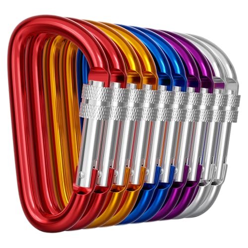 Pack of Carabiners Clips - 10 PCs Aluminum Heavy Duty D Ring Clip Carabiner Multipack - Pack Hiking Clip for Backpack Colored Key Carabiner Clips 3 in