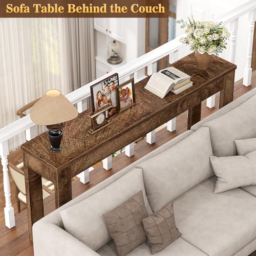 Image of Armocity Console Table, 47 inch Farmhouse Wood Entryway Table, Sofa Tables Narrow Long Behind Couch, Entry Table for Entrance, Hallway, Living Room, Cracked Oak