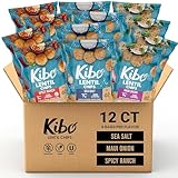 Kibo Lentil Chips Variety Pack - Gluten-Free, Vegan, Non-GMO, Plant-Based - Maui Onion, Sea Salt, Spicy Ranch, Made with Real Veggies - 28g, 12 Pack