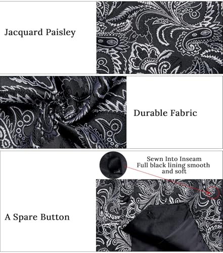 Image of DiBanGu Mens Paisley Suit Vest Silk Jacquard Waistcoat and Necktie Set Formal Shawl Collar Dress Vest 7PCS for Wedding Party