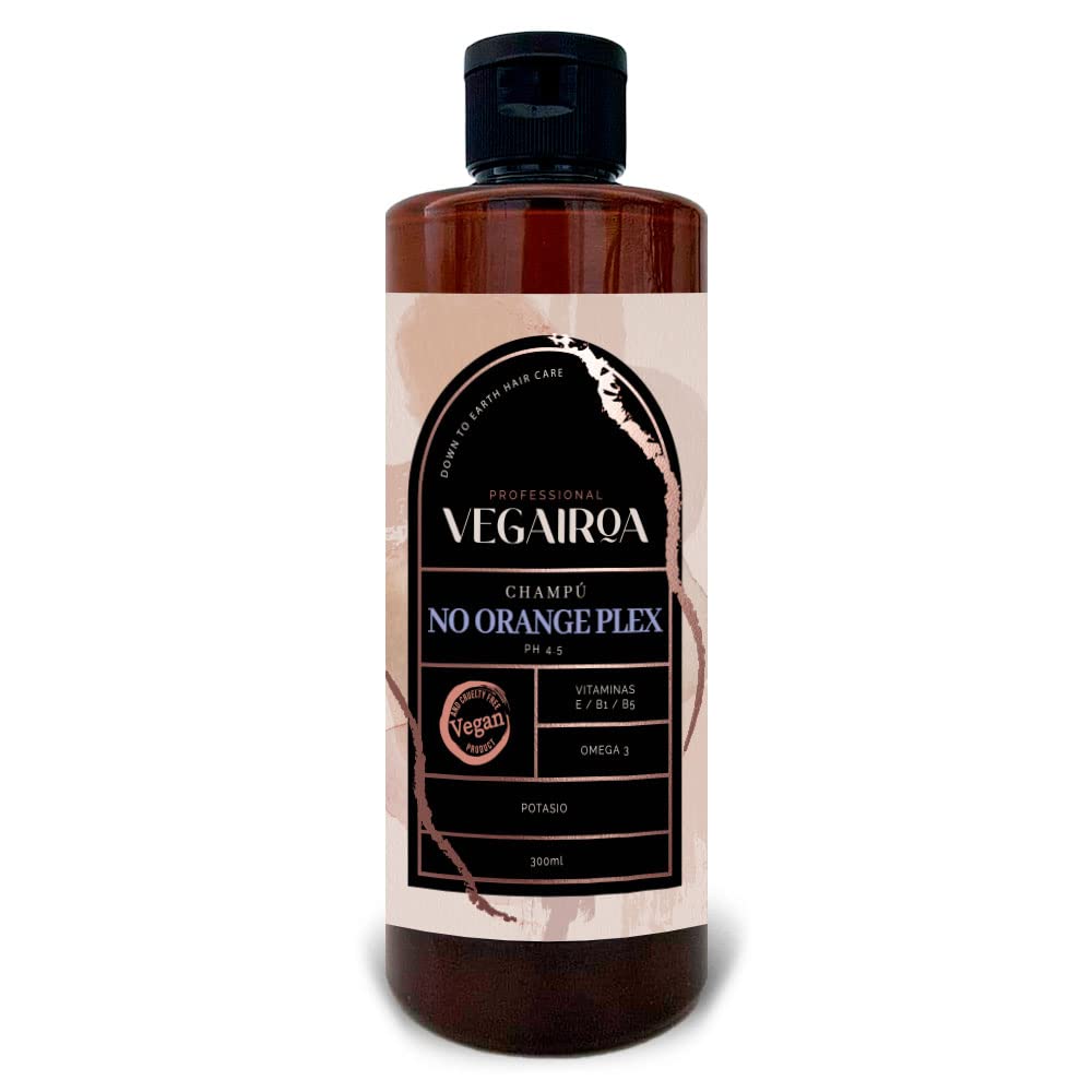 VEGAIROA. No Orange Plex Shampoo Neutralises Orange Tones Deep Moisturising for Dark Rubies or Chestnuts, No Parabens, Content 300ml.