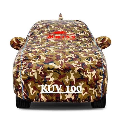 Image of Waterproof Car Cover for Mahindra KUV 100 | Dustproof, UV & Scratch Resistant Soft Cotton Lining | Triple Stitched, Mirror Pockets & Elastic Hem | Jungle