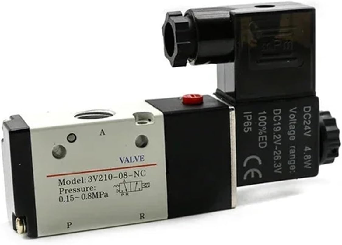 Pneumatic Solenoid Valve 3V210-08 DC12V DC24V AC110V AC220V 3 Way 2 Position Air Directional Control Valve Gas Magnetic Valve(DC24V)