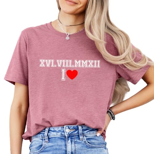 Image of Anniversary Matching Shirts, for Couple, Heart Design T-Shirt Set, Wedding Present, Honeymoon Outfit