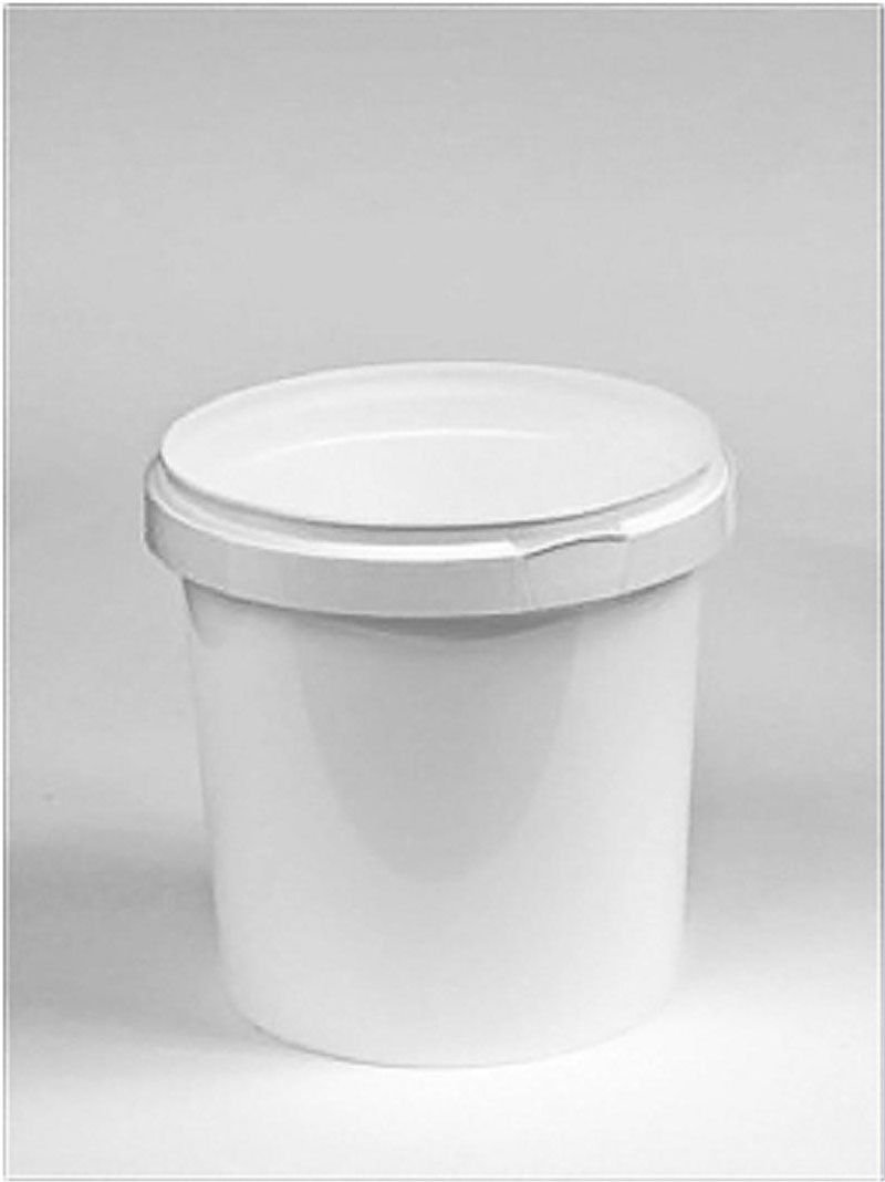 Białe plastikowe wiaderko 1 l, w komplecie z białą pokrywką (opakowanie 100 szt.)