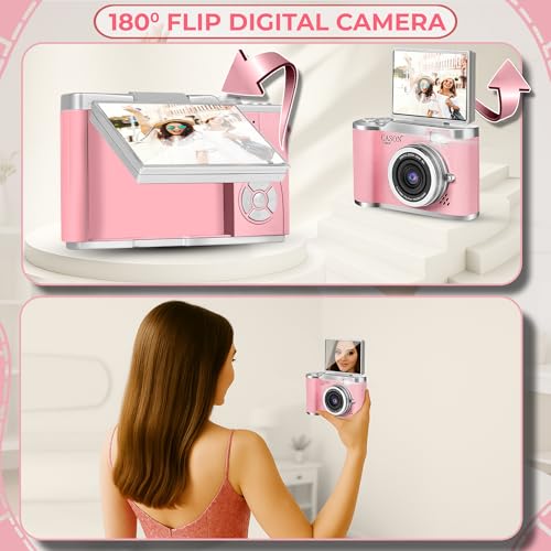 Image of Cason 48MP Digital Camera for Kids-Real Photo & Video Mini Camera for Photography 2.4 inch Rotating Screen, Built in Games Kids Cameras for 5-15 Years Girls & Boys(Supports Upto 64GB Memory)