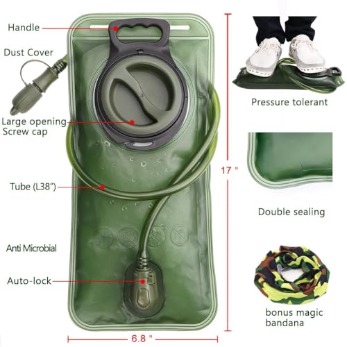 Image of Hydration Bladder, 1.5-2-3L Water Bladder for Hiking Backpack, BPA-Free Leak Proof Water Reservoir Storage Bag, Water Pouch Hydration Pack for Camping Cycling Running