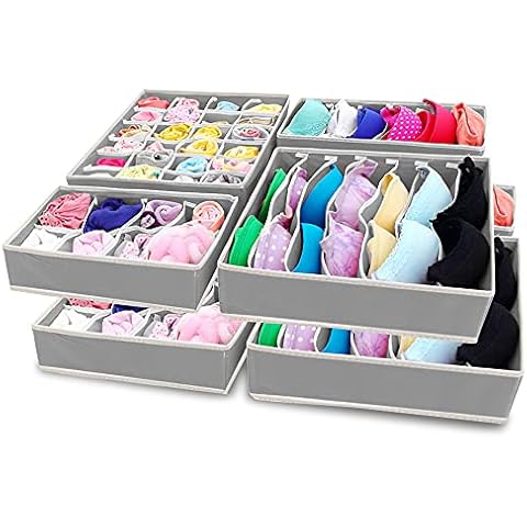 SITAKE 8PCS Foldable Closet Underwear Organizer - Storage Boxes Under Bed Organizer for Underware,Bra,Ties,Belts,Socks,Tank Tops - Drawer Divider - Closet Organizers Cover