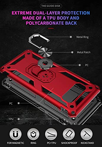 Samsung Note 9 Phone Case, Galaxy Note 9 Case With 3D Pet Screen Protector, Androgate Military-Grade Ring Holder Kickstand Car Mount 15Ft Drop Tested Shockproof Cover Case For Galaxy Note 9, Red #TOP6