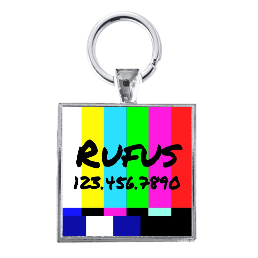 Television Personalized Square Pet ID Tag for Dogs and Cats