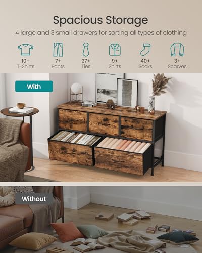 Image of SONGMICS BELLAH Collection - Dresser for Bedroom, Chest of Drawers, Storage Organizer Unit, Closet, Entryway, Steel, 5 Drawers, Industrial, Rustic Brown and Ink Black ULGS322B02S