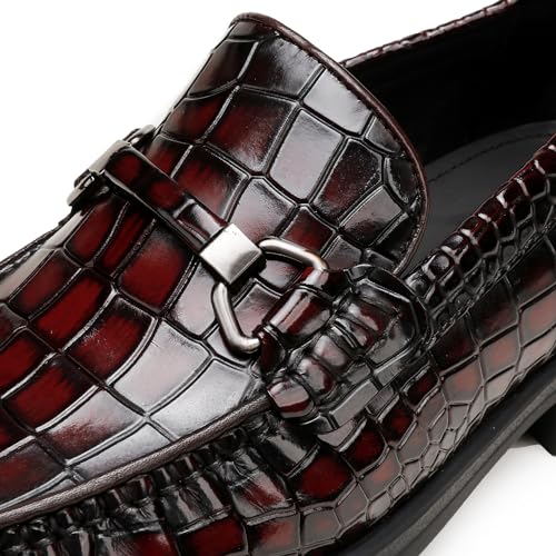 Generic Men's Leather Dress Shoes, Classic Crocodile Printed Dress Shoes Casual Slip-on Penny Loafer for Mens2
