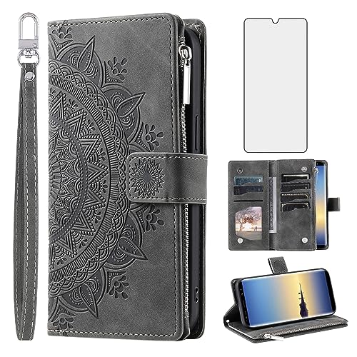 Étui Samsung Note 8 antichoc avec porte-cartes zippé et support vidéo