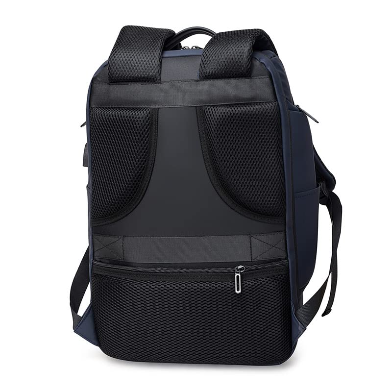 New Cross-border Men's Waterproof Backpack with USB Interface for Casual Travel and Large Capacity (Navy Blue)3