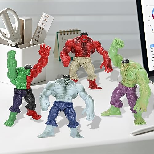 Capensily GREEN02 4Pcs Super Hero Action Figures,Grey Red Green Compound Versions Incredible Action Adventures Figure Party Decoration Toy thumb #4