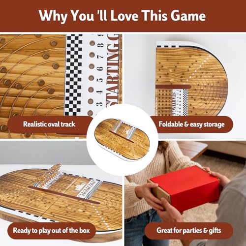 Juego de mesa Carreras de Caballos de madera plegable miniatura 6