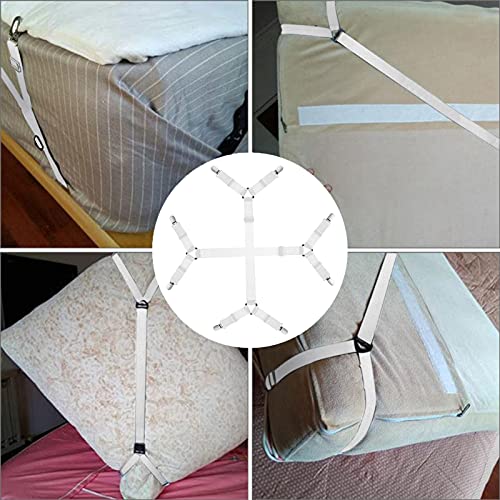 RosewineC Bettlakenspanner Verstellbare,Elastische Lakenhalter Bettlakenklammer,Lakenspanner mit Metallclips,für Betttuchspanner,Matratze,Bügelbrett Oder Sofa,White - Image 8