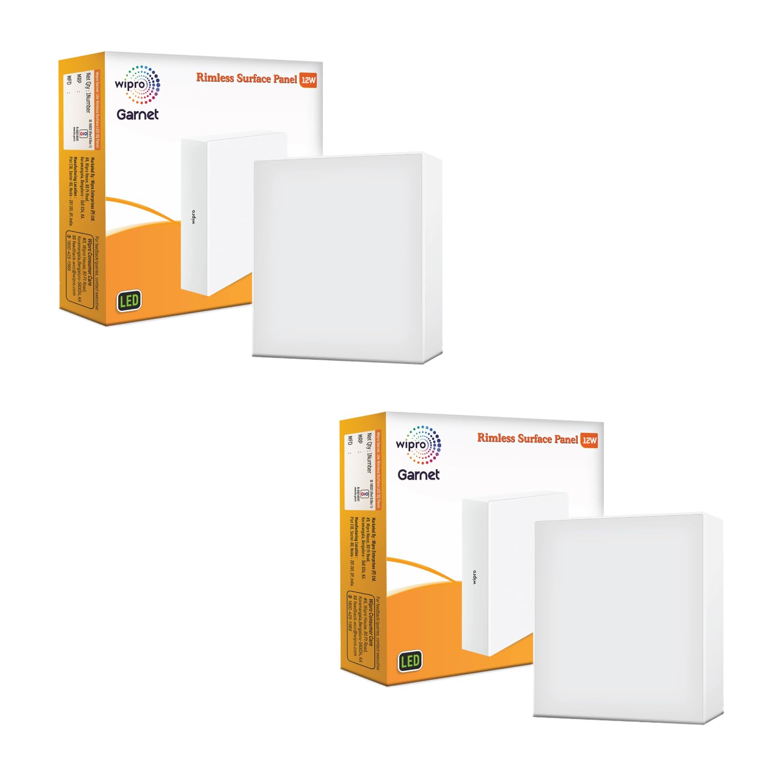 Wipro Polycarbonate Garnet 12W Rimless Square Led Surface Panel | Cool White Light (6500K) | Elegant Rimless Design for Wider Spread of Light | Surface Mounted Led Down Light for Ceiling | Pack of 2-picture-34