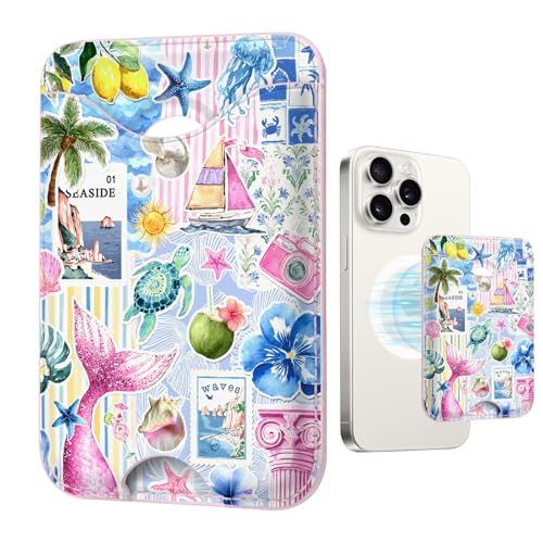 Image of Tropical Magnetic Wallet Compatible with Magsafe Wallets for iPhone 17 /16 /15 /14 /13 /12 Series Pro Max Plus Cute Phone Summer Holidays Mag Safe Fit 3 Cards for Women Lether Island Picnic