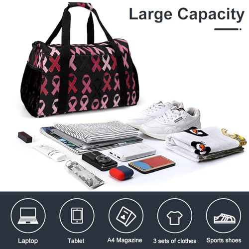 Breast Cancer Awareness Ribbon Gym Bag Travel Duffle Bags Shoulder Carry On Weekender Bag Hangbag for Women Men4