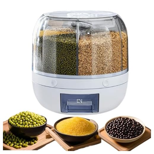 21+ Creative Office Candy Jar Ideas to Sweeten Your Workspace 3 KeruRome Rotating Dry Storage 6 Grid Cereal Storage Container Dispenser Countertop, Grain Organizer and Dispenser Round 360 Food Rotating Dispenser for Store Rice, Red Beans, Yellow Beans