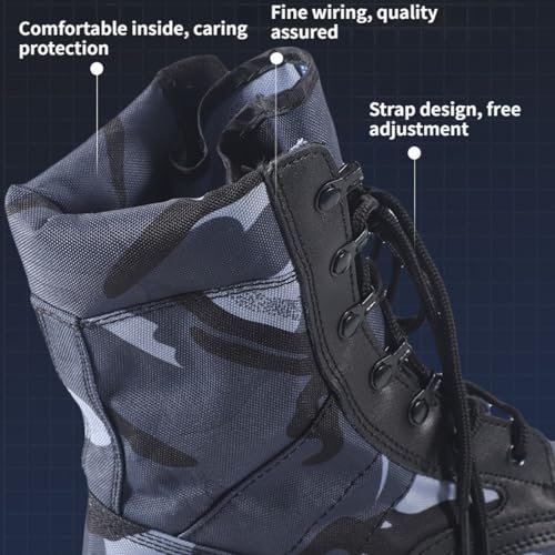 Men's Lace Up High Top Suede Leather Tactical Military Camo Boots Lightweight Waterproof Non Slip Sole Hiking Climbing Combat Desert Army Boots for Outdoor Work Camping Hunting Training Motorcycle4