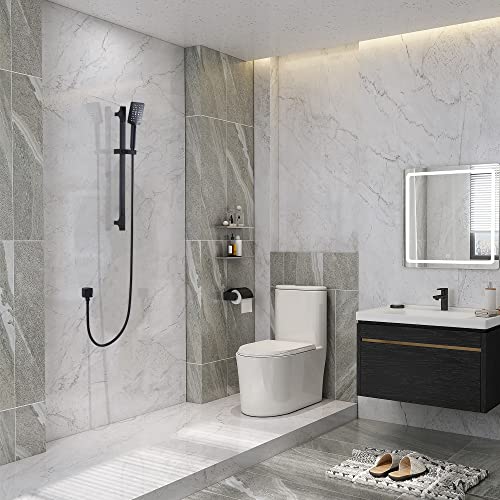 Smaliibuss Shower Head With Slide Bar Combo，Handheld Shower With 30-Inch Slide Bar And 59-Inch Hose ，Wall Mounted Copper Handheld Shower Kit With Hose ，Wall Mount Adjustable Holder Set, Matte Black #TOP1