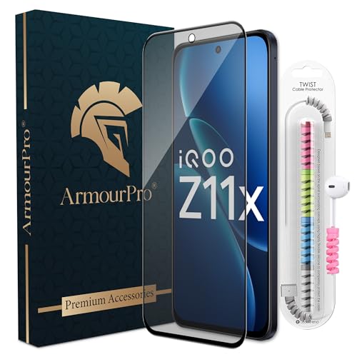 Image of ArmourPro Anti-Glare Matte Tempered Glass for iQOO Z11X & Vivo T5x - Anti Fingerprint Screen Protector, 9H Scratch Resistant, Smooth Touch, Easy Installation Kit with Cable Protector