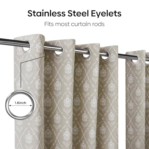 Image of haus & kinder Digital Printed Cotton Window Curtain 5 Feet Long Pack of 2 Window Curtains, 5 Feet Curtain for Window (Nature Floral, Beige 130x152 CM)