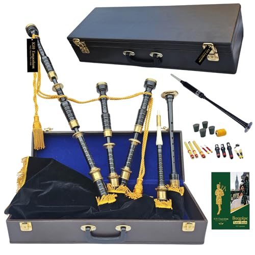 Kilt Emporium Traditional Scottish Bagpipes - Full Set with Accessories and Hard Case