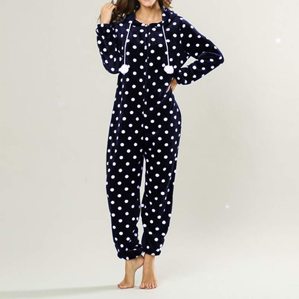 Rojeam Onesie Pigiama Donna Interno Pigiama Intero con Cappuccio Pigiama Tuta Onesies Intimo Invernale Indumenti da Notte in Peluche