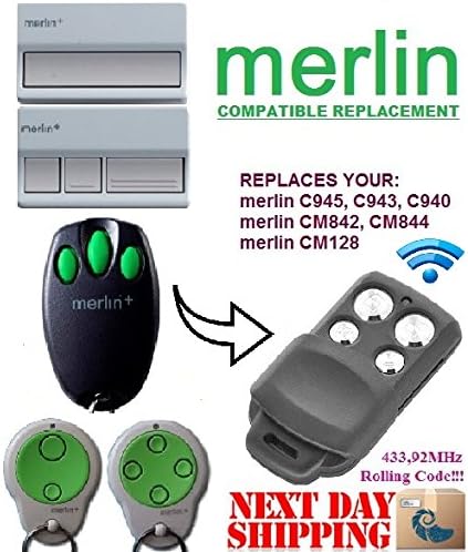 Merlin C840, CM128 compatible remote control replacement transmitter, 433.92Mhz rolling code