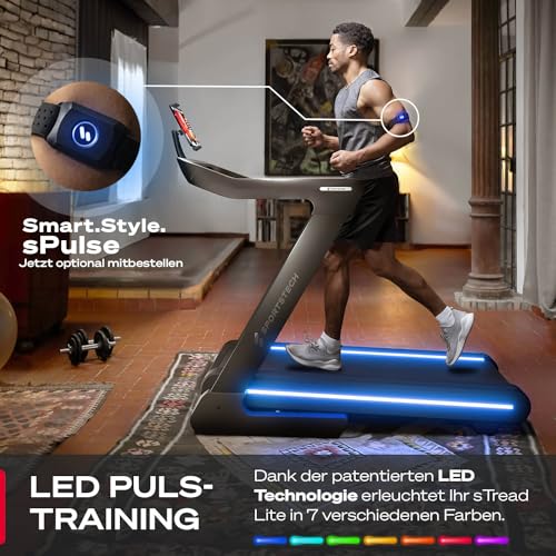 Sportstech Profi Laufband klappbar für Zuhause | Deutsche Qualitätsmarke | sTread Lite bis 20 km/h mit APP | große Lauffläche mit 17% Incline bis 150 kg | LED & Tabletholder | Fitness Treadmill – Bild 5