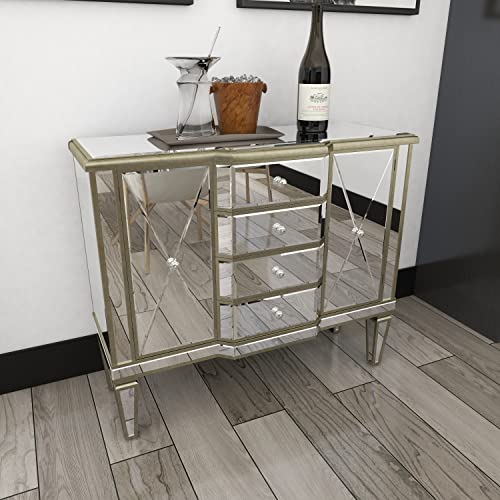 Deco 79 Glam Wood Rectangle Buffet, 39" X 16" X 34", Silver #TOP5