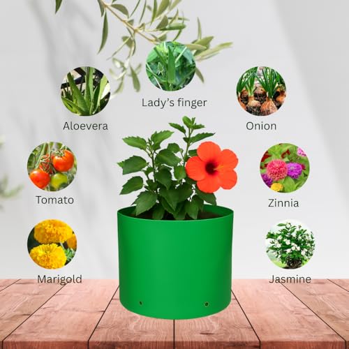 Image of HDPE UV Treated 340 GSM Plant Growing Bags for Terrace Gardening Easy to Use 10 x 10 Inch - Pack of 5
