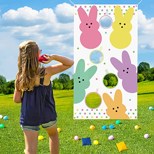 WATINC Easter Bunny Peeps Party Toss Game with 4 Bean Bags, Sprin...