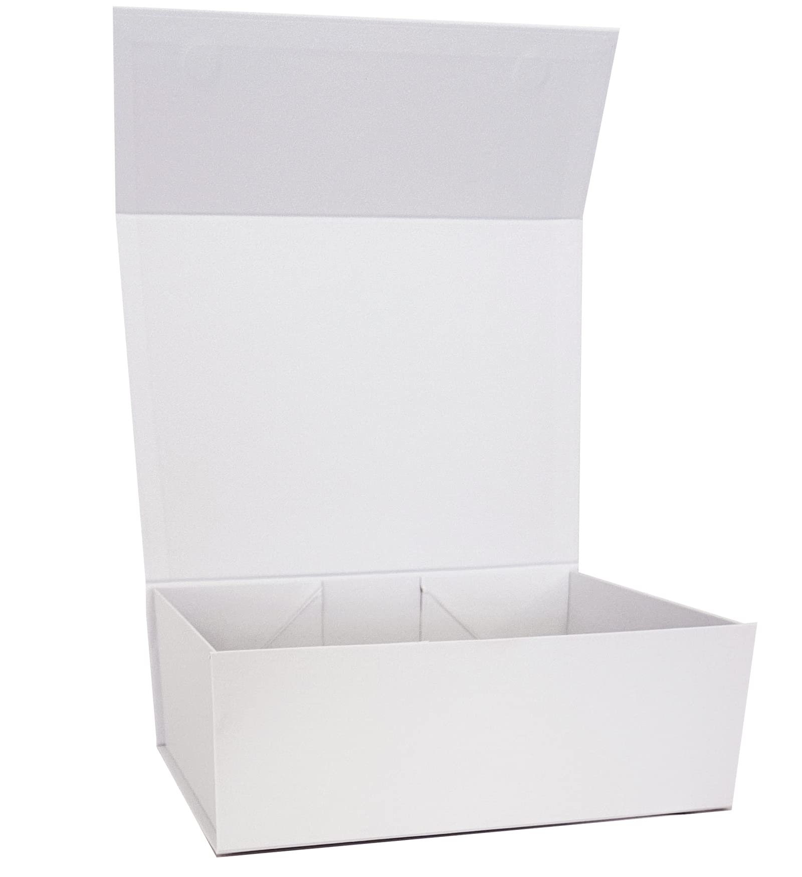 White Magnetic Gift Box Rigid Flat Pack Box with Glossy Effect White Gift Box for Birthdays Wedding Valentines Day and Office Parties (28cm x 22cm x 11cm)