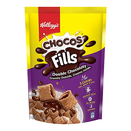 Kellogg’s Chocos Fills 170g/165g(Weight may vary) | Double Chocolaty, Anytime Snack | 3 Grains: Oats, Wheat & Rice…
