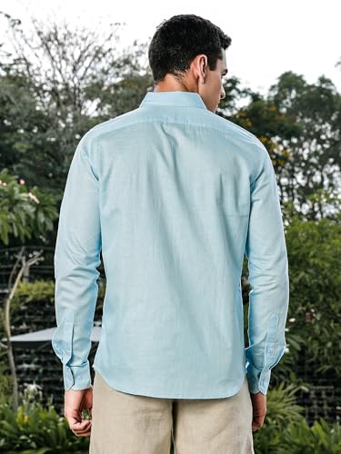 Image of Thomas Scott Men's | Linen Blend | Solid | Premium Cotton Linen Blend | Full Sleeve | Casual Shirt for Men
