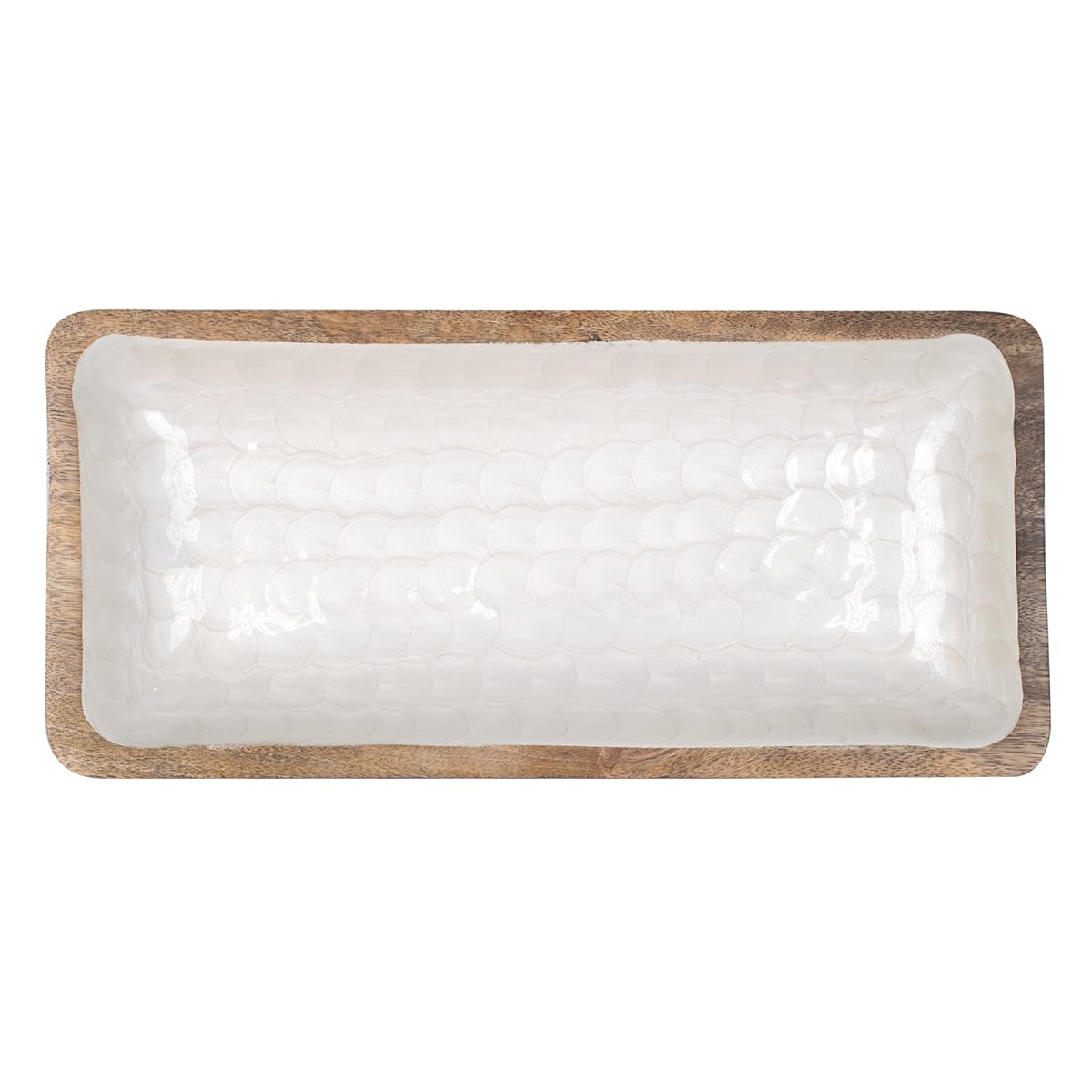 Origen Home Decor Bandeja Grande Cajas Y Bandejas | Bandeja de Vajilla Blanco Rectangular - 5x38x18cm