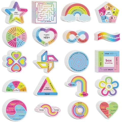 Libima 180 Pcs Anxiety Sensory Stickers Reusable Anxiety Textured Stickers Mindfulness Stickers Fidget Stickers Calming Breathing Stickers for Adults Kids School Office Classroom(Bright Colors) Cover